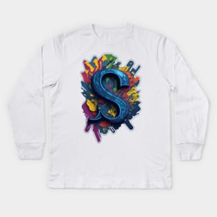 Letter S Graffiti Kids Long Sleeve T-Shirt